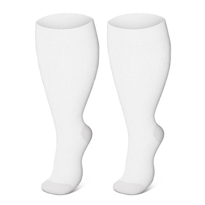 Solid Color Plus Size Compression Socks 2XL-7XL(3 Pairs) - White - 7XL - image 9