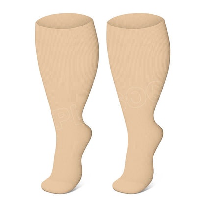 Solid Color Plus Size Compression Socks 2XL-7XL (3 Pairs) - Skin - 7XL - image 8