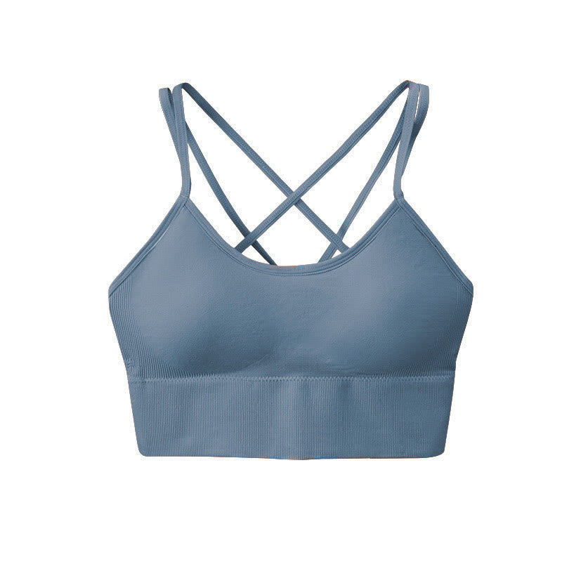 Cross Back Sports Bras - Blue - 3XL - image 7