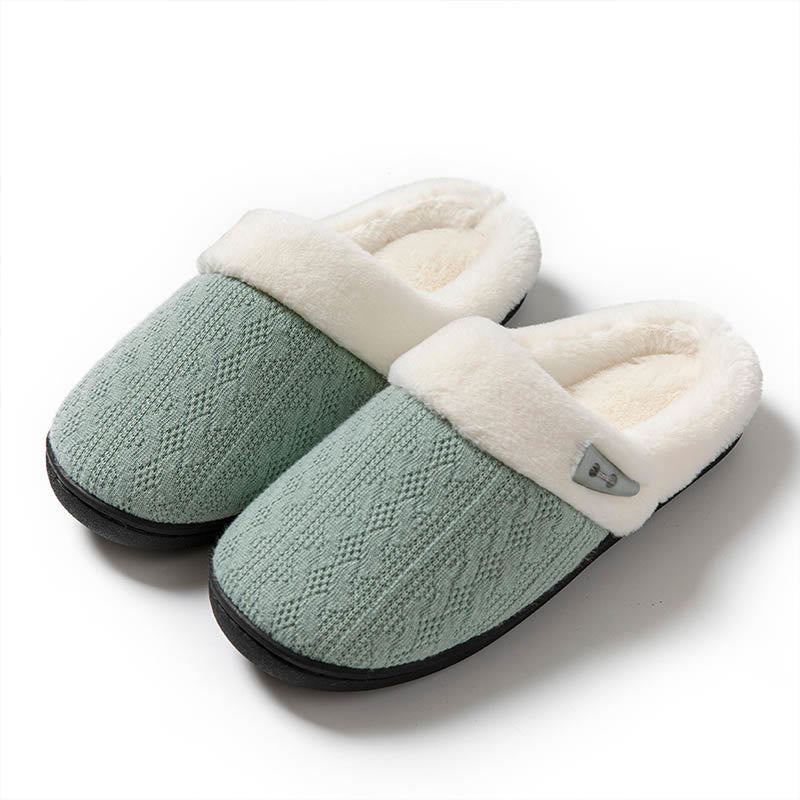 Plus Size Plush Soft Sole Slippers - Light Green - US 9-10 - image 9