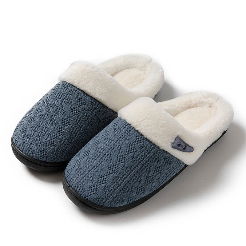 Plus Size Plush Soft Sole Slippers - Dark Grey - US 9-10 - image 10