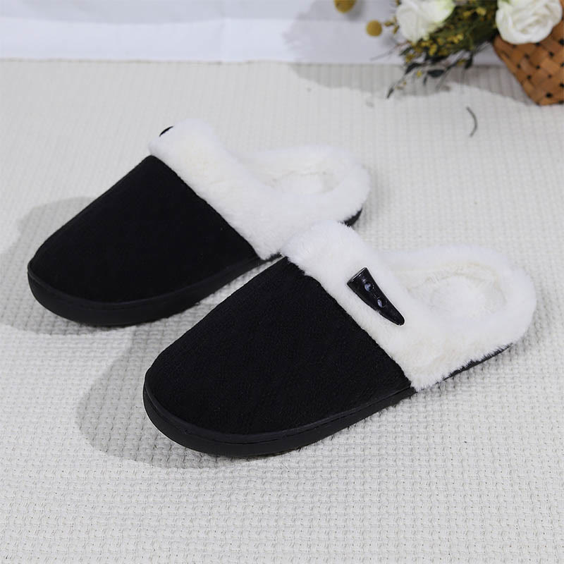 Plus Size Plush Soft Sole Slippers - Black - US 9-10 - image 14