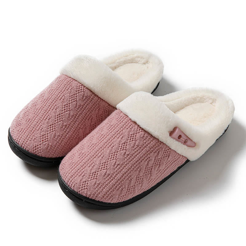 Plus Size Plush Soft Sole Slippers - Pink - US 9-10 - image 12
