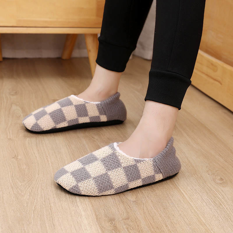 Plus Size Plaid Slipper Socks - Grey - EU40-43(US7-9) - image 3