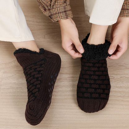 Plus Size Rectangular Grid Slipper Socks - Coffee - EU40-43(US7-9) - image 7