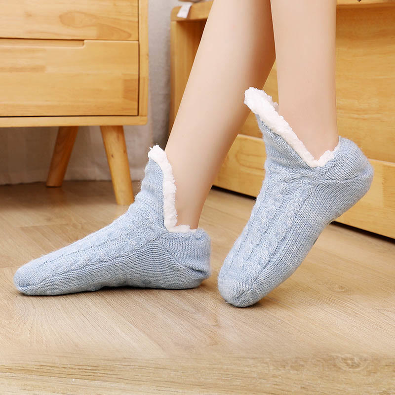 Plus Size Plush Ankle Slipper Socks - Sky Blue - EU40-43(US7-9) - image 2