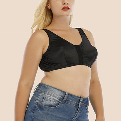 Comfortable Front Buckle Wireless Bras - Black - 5XL - image 1