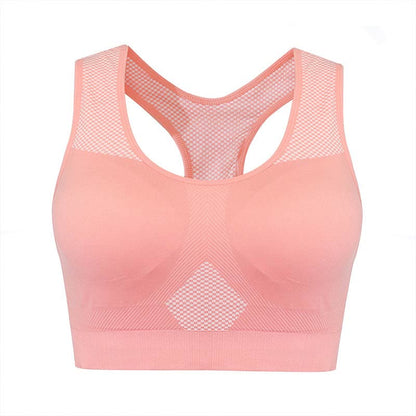 Solid Color Breathable Sports Bras - Pink - 3XL - image 3