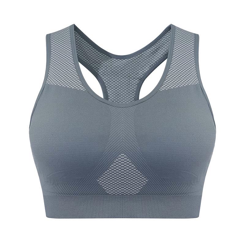 Solid Color Breathable Sports Bras - Grey - 3XL - image 4