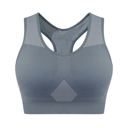 Solid Color Breathable Sports Bras - Grey - 3XL - image 4