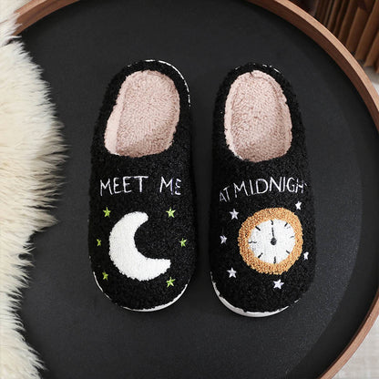 Plus Size Moon Alarm Clock Slippers - Black - EU 44-45(US 10-11) - image 3