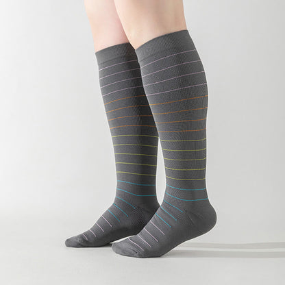 Plus Size Colorful Pinstripes Compression Socks(3 Pairs)