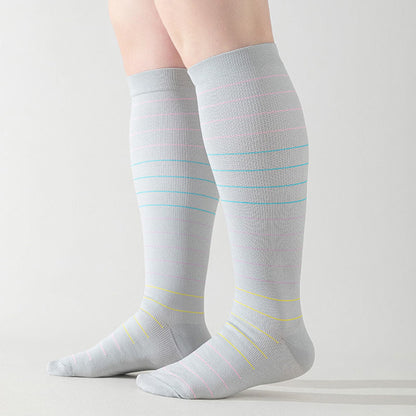 Plus Size Colorful Pinstripes Compression Socks(3 Pairs)