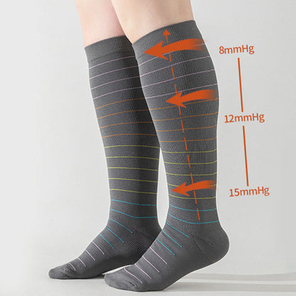 Plus Size Colorful Pinstripes Compression Socks(3 Pairs)