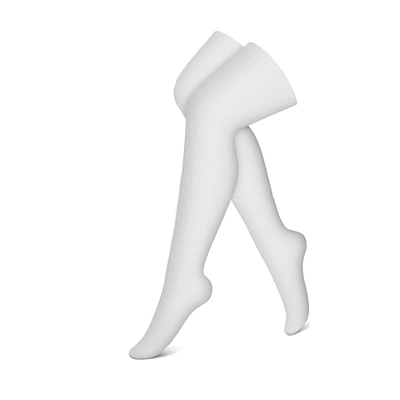 Black White Nude Thigh High Compression Socks(3 Pairs) - White - S/M - image 1