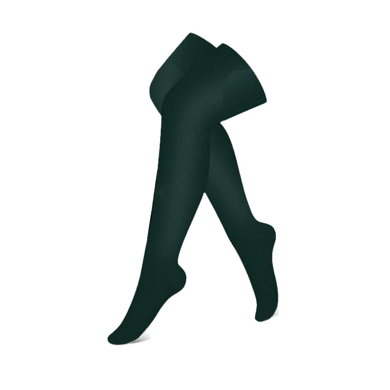 Green Series Thigh High Compression Socks(3 Pairs) - Dark Green - S/M - image 8