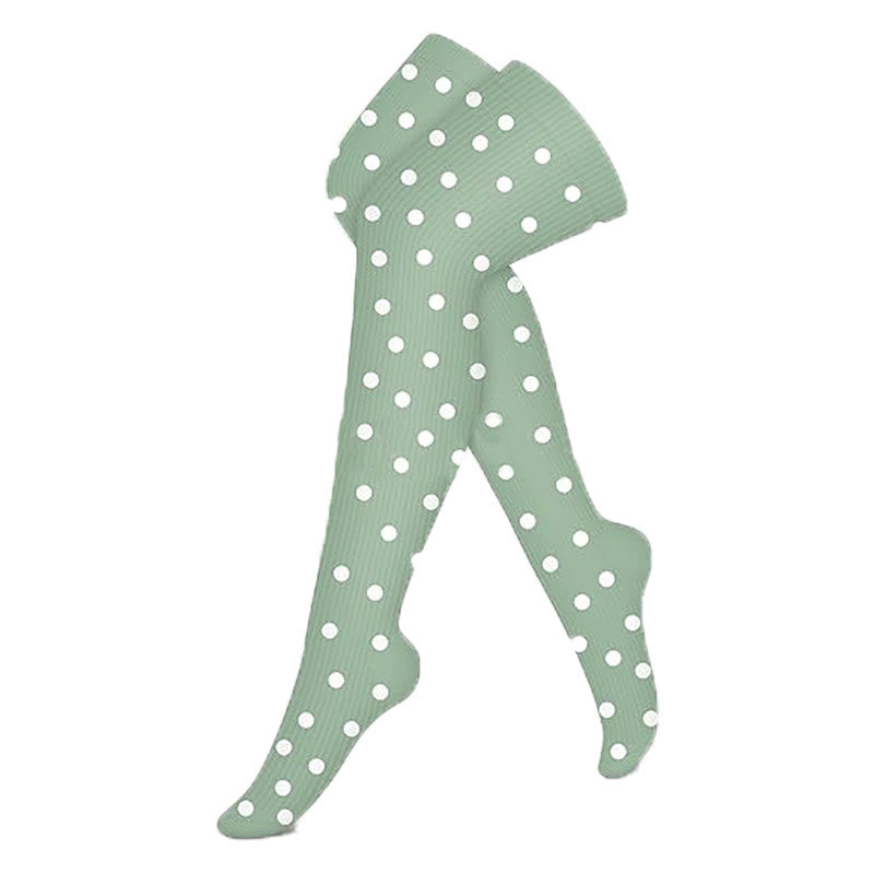 Green Series Thigh High Compression Socks(3 Pairs) - Polka Dots - S/M - image 9