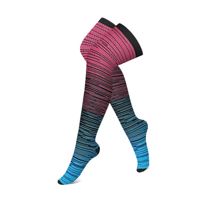 Gradient Thigh High Compression Socks(3 Pairs) - Rose - S/M - image 9