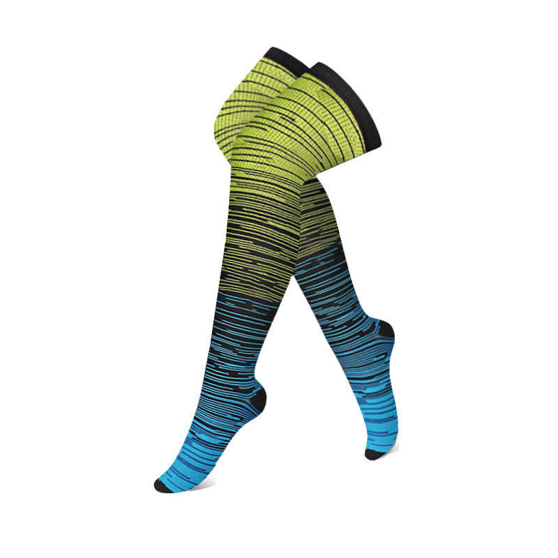 Gradient Thigh High Compression Socks(3 Pairs) - Light Green - S/M - image 5