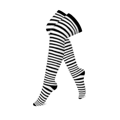 Classic Black Thigh High Compression Socks(3 Pairs) - Stripe - S/M - image 7
