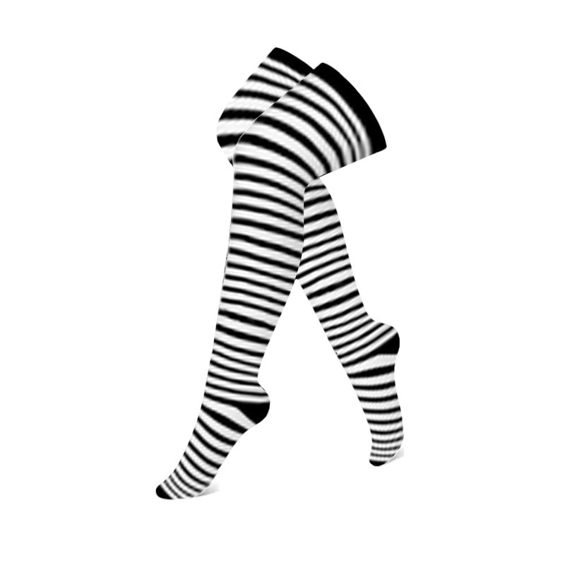 Classic Black Thigh High Compression Socks(3 Pairs) - Stripe - S/M - image 1