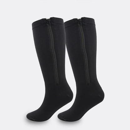Plus Size Zipper Compression Socks(2 Pairs) - Black - 4XL - image 7