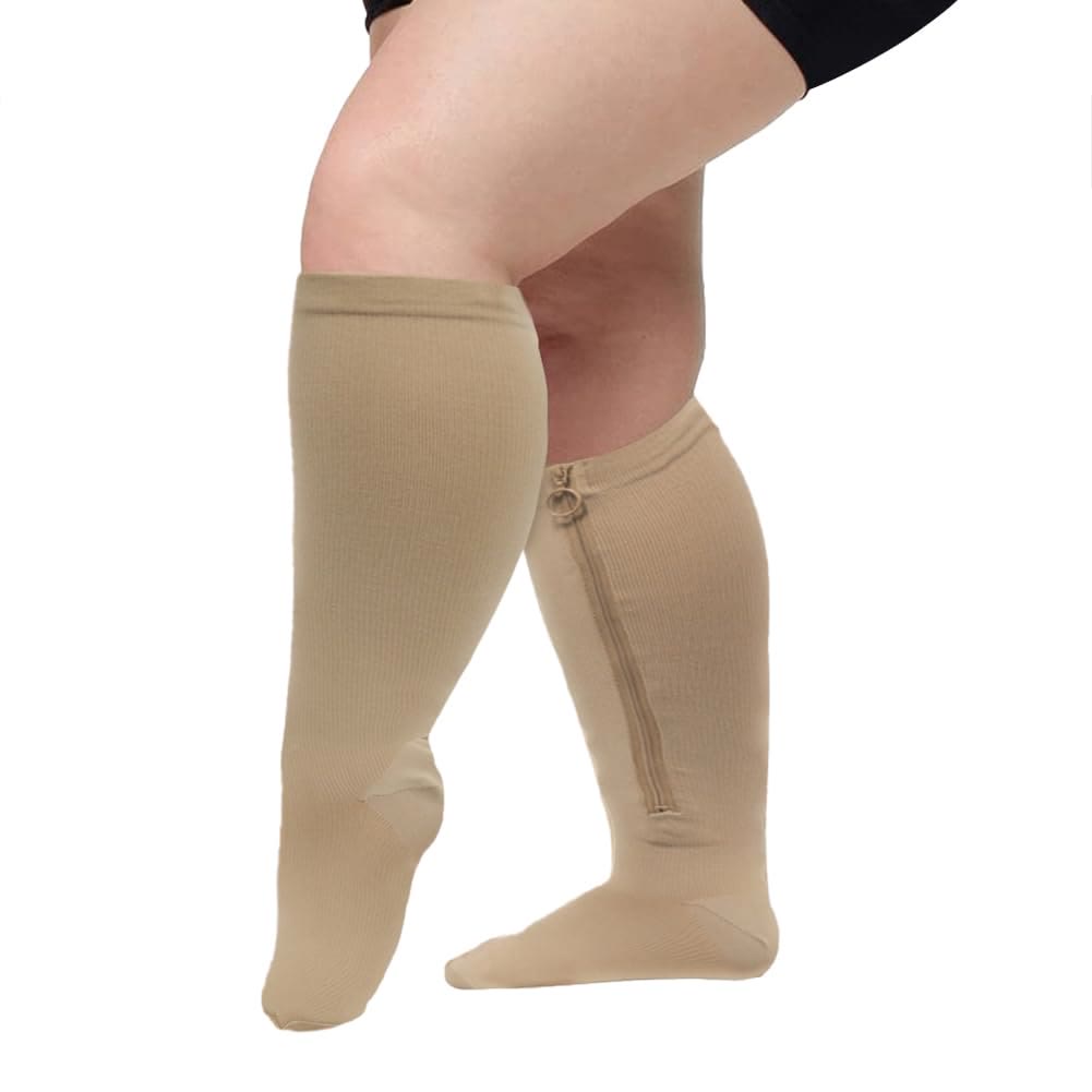 Plus Size Zipper Compression Socks(2 Pairs) - image 1