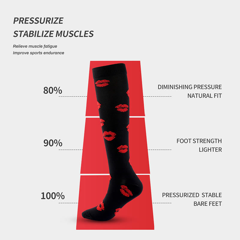 Plus Size Various Patterns Compression Socks(6 Pairs) - image 1