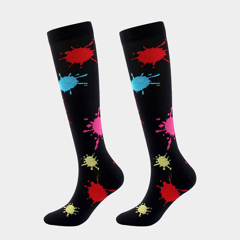 Plus Size Various Patterns Compression Socks(6 Pairs) - image 6