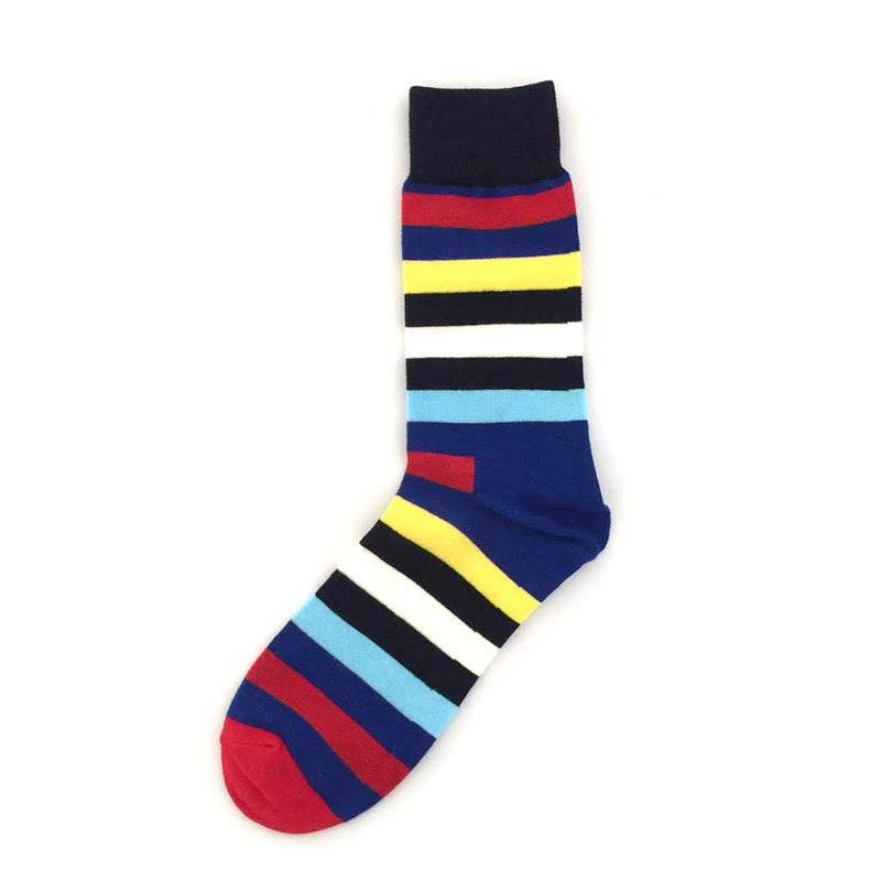 Plus Size Color Stripes Quarter Socks(5 Pairs)