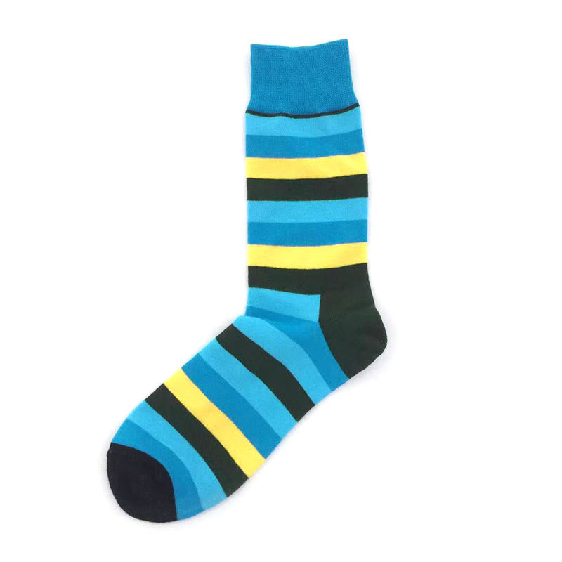 Plus Size Color Stripes Quarter Socks(5 Pairs)