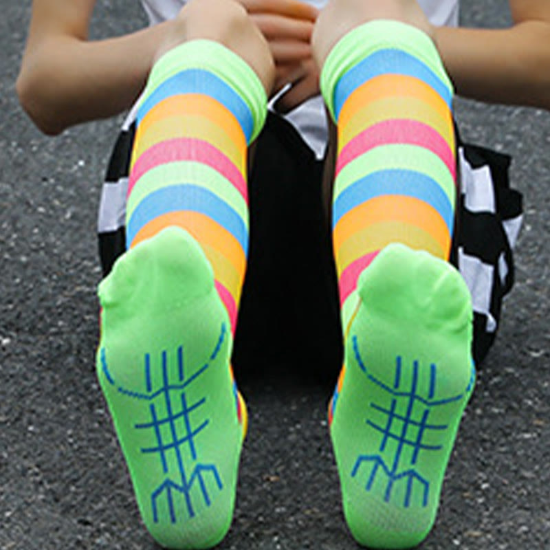 Rainbow Stripes Knee High Socks(6 Pairs)
