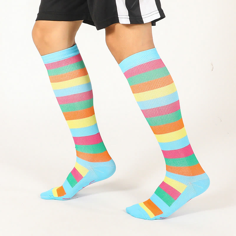 Rainbow Stripes Knee High Socks(6 Pairs)