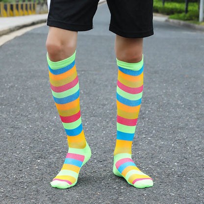 Rainbow Stripes Knee High Socks(6 Pairs)