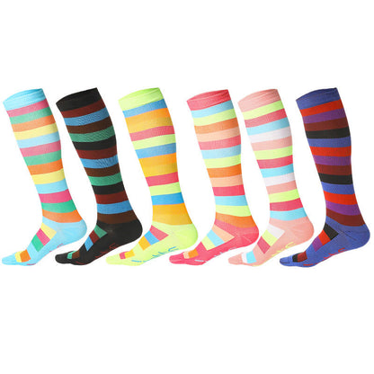 Rainbow Stripes Knee High Socks(6 Pairs)
