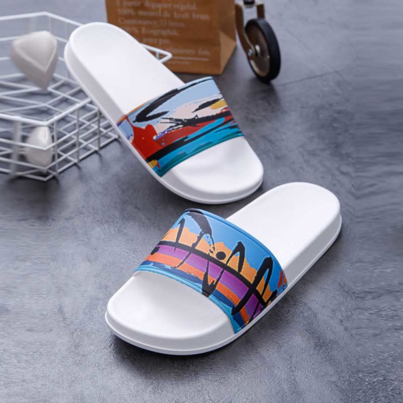 Plus Size Seaside Oil Painting Slides(2 Pairs) - image 2