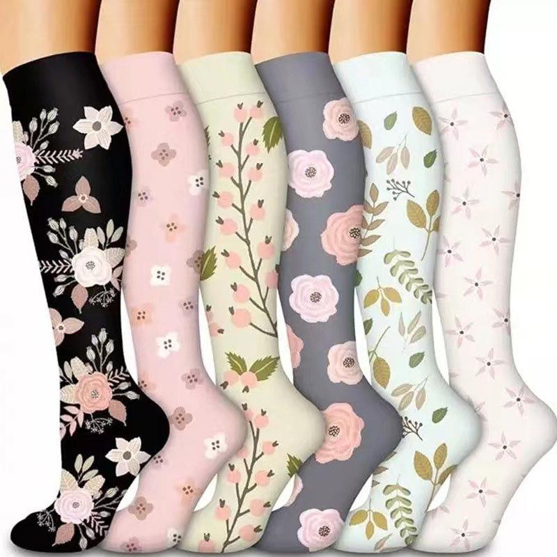 Flower Leaves Compression Socks(6 Pairs) - image 1