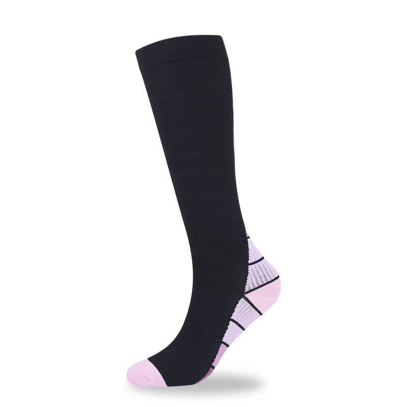 Cycling Knee High Compression Socks(4 Pairs) - Pink - S/M - image 5