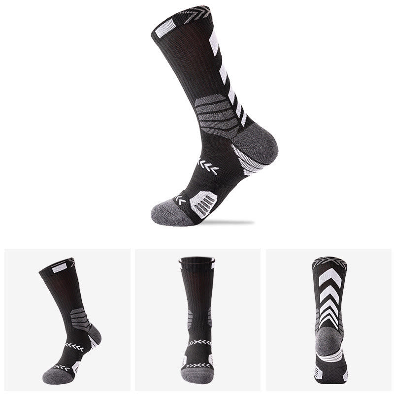 Plus Size Color Matching Quarter Compression Socks(6 Pairs) - Black - EU38-44(US5-10) - image 6