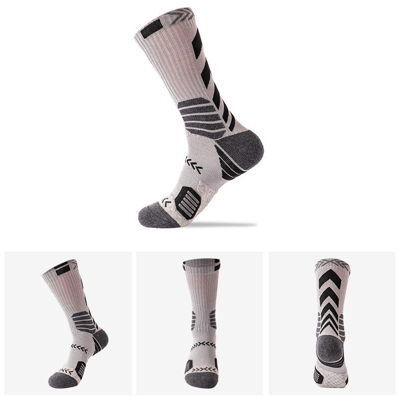 Plus Size Color Matching Quarter Compression Socks(6 Pairs) - Light Gray - EU38-44(US5-10) - image 4