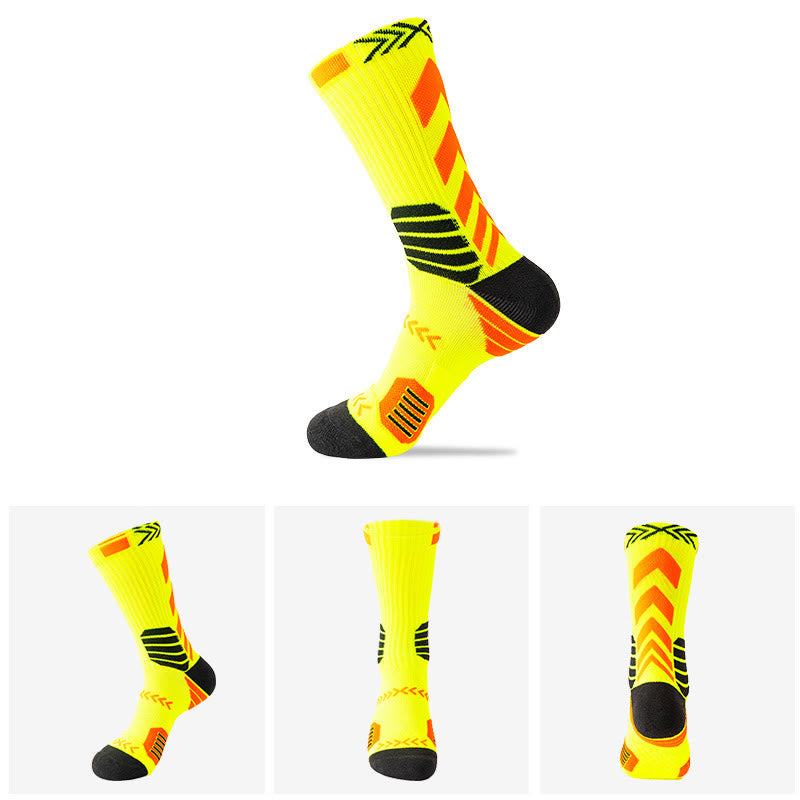 Plus Size Color Matching Quarter Compression Socks(6 Pairs) - Yellow - EU38-44(US5-10) - image 2