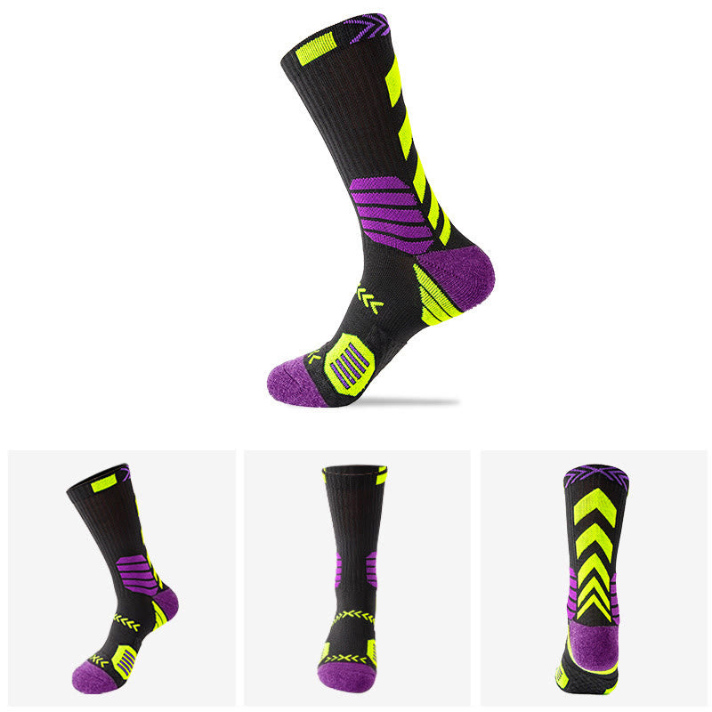 Plus Size Color Matching Quarter Compression Socks(6 Pairs) - Purple - EU38-44(US5-10) - image 1
