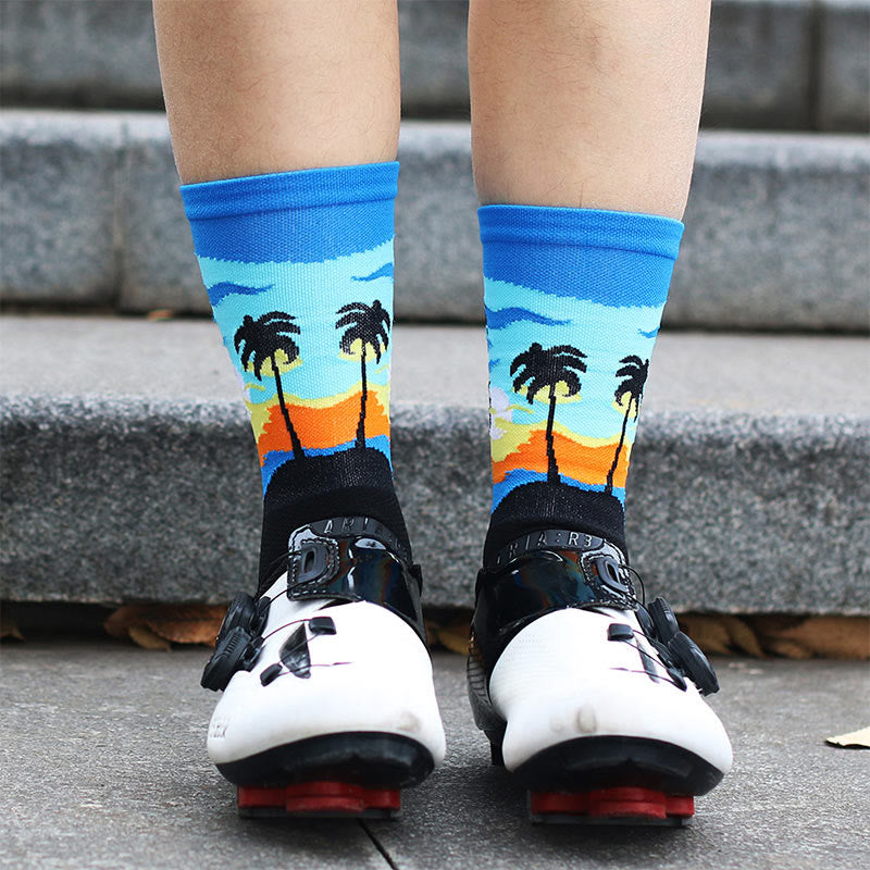 Plus Size Coconut Tree Quarter Compression Socks(4 Pairs) - image 3
