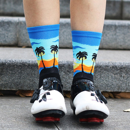 Plus Size Coconut Tree Quarter Compression Socks(4 Pairs) - image 3