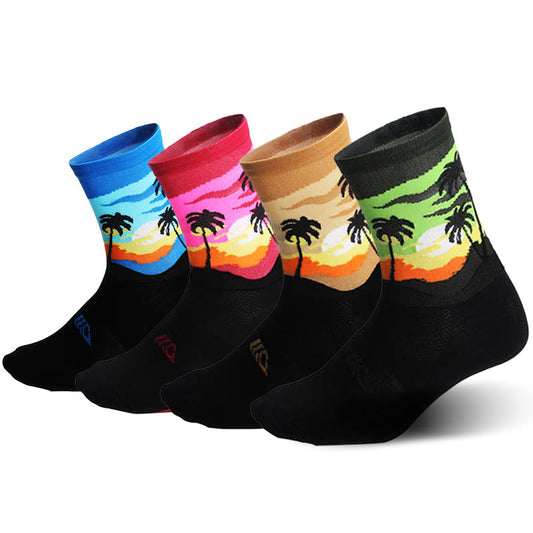 Plus Size Coconut Tree Quarter Compression Socks(4 Pairs) - Multicolor - EU39-46(US6-12) - image 0