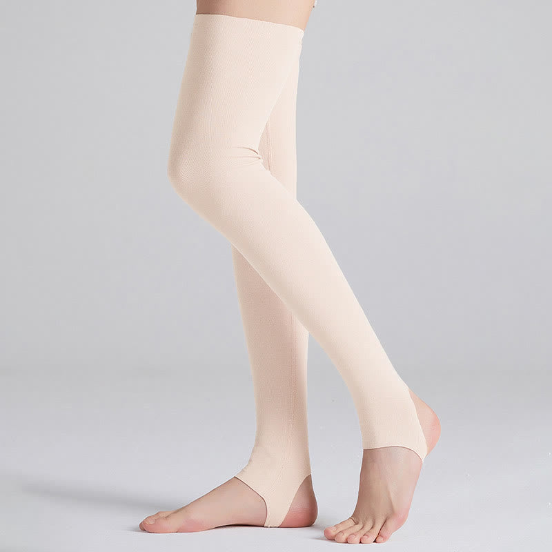 Modal Breathable Thigh High Compression Sleeve Socks - Beige - XL - image 5