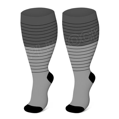 Plus Size Solid Color Elastic Compression Socks - Dark Grey - 4XL - image 4