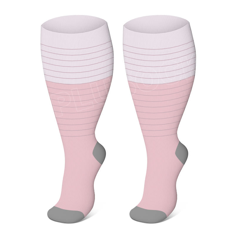 Plus Size Solid Color Elastic Compression Socks - Light Purple - 4XL - image 5