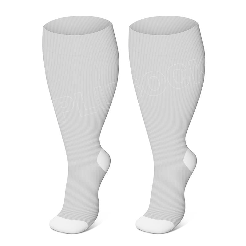 Plus Size Solid Color Elastic Compression Socks - Grey - 4XL - image 7