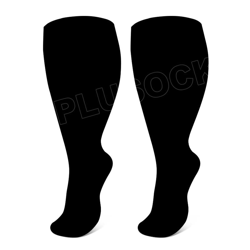 Plus Size Solid Color Elastic Compression Socks - Black - 4XL - image 10
